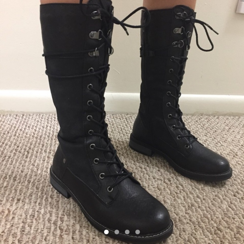 Black lace up combat boots
